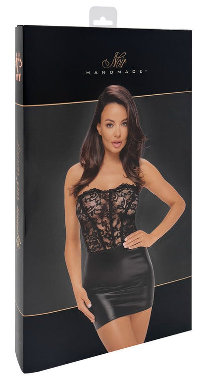 NOIR Wetlook-Tubekleid mit Rückenschnürung