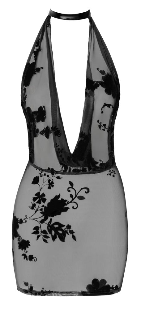 NOIR Neckholder-Minikleid mit Strasskette