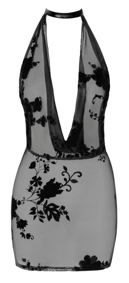 NOIR Neckholder-Minikleid mit Strasskette
