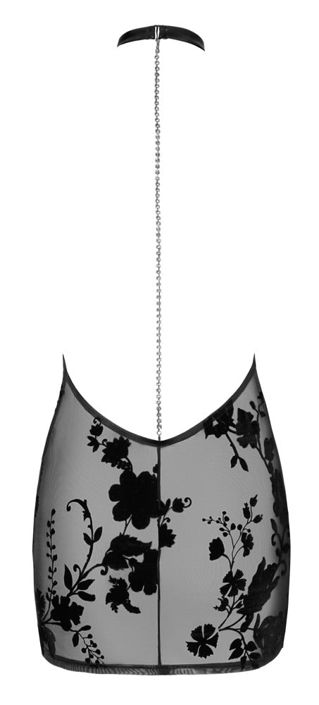 NOIR Neckholder-Minikleid mit Strasskette
