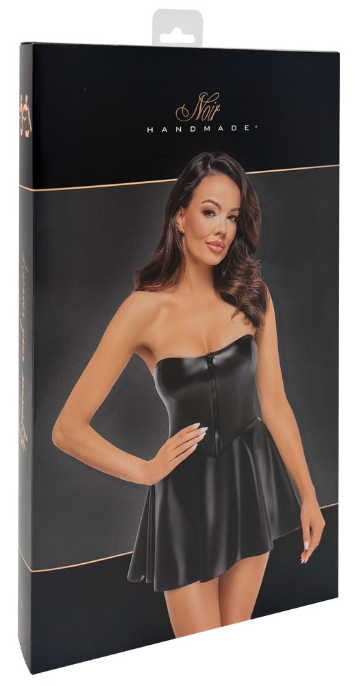 NOIR Wetlook-Tubekleid mit Röckchen