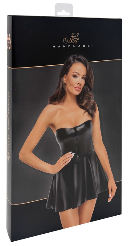 NOIR Wetlook-Tubekleid mit Röckchen