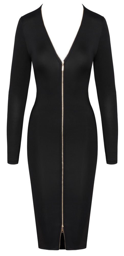 Cottelli Langarm-Kleid in Midi-Länge mit Zip