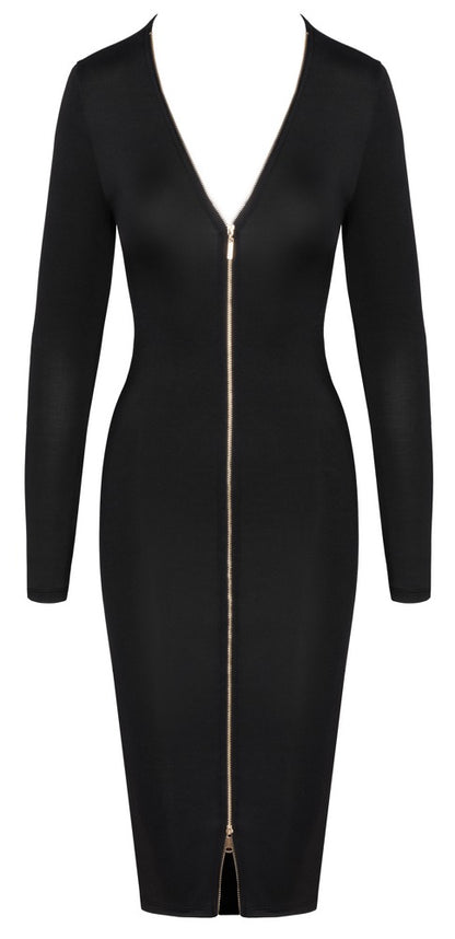 Cottelli Langarm-Kleid in Midi-Länge mit Zip