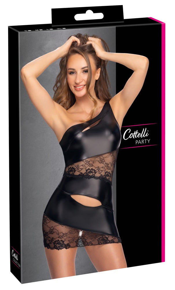 Cottelli One-Shoulder-Minikleid mit Spitze und Cut-outs