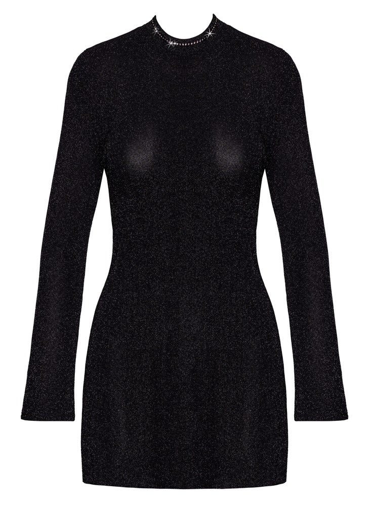 NOIR Glitzer-Minikleid mit Trompetenärmeln