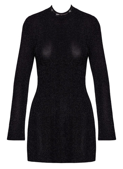 NOIR Glitzer-Minikleid mit Trompetenärmeln