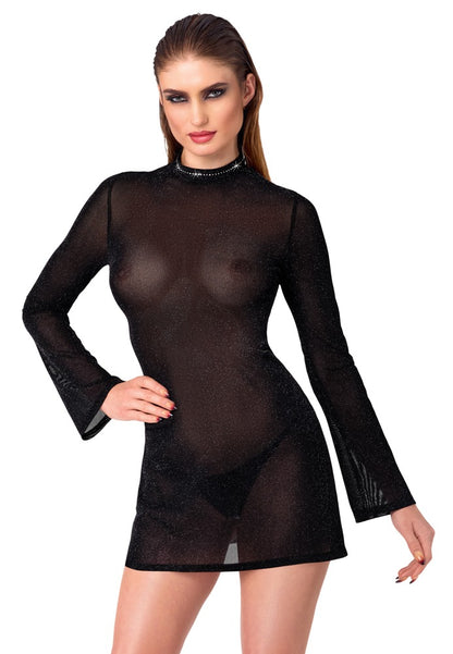 NOIR Glitzer-Minikleid mit Trompetenärmeln