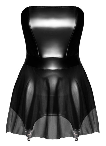 NOIR Wetlook-Tubekleid mit Strapsen und Tüll