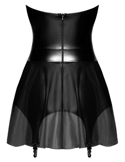 NOIR Wetlook-Tubekleid mit Strapsen und Tüll