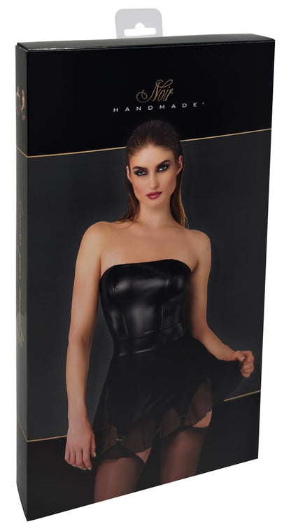 NOIR Wetlook-Tubekleid mit Strapsen und Tüll