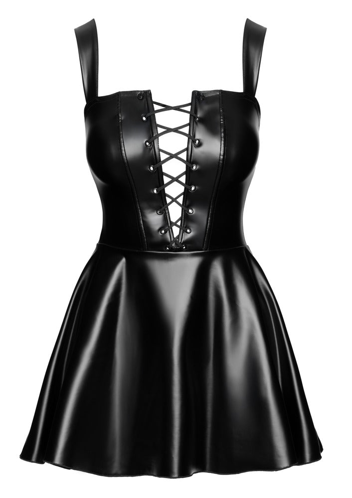NOIR Wetlook-Trägerkleid mit Schnürung