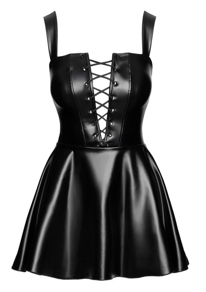 NOIR Wetlook-Trägerkleid mit Schnürung