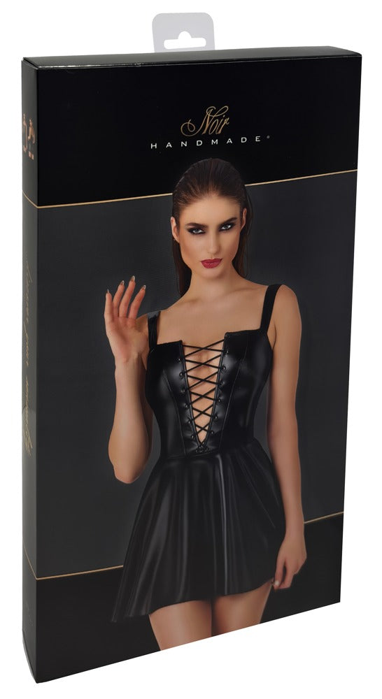 NOIR Wetlook-Trägerkleid mit Schnürung
