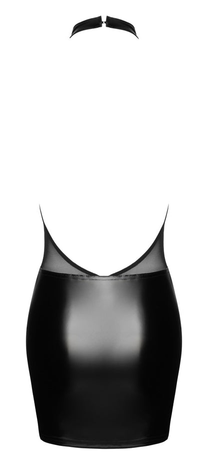 NOIR Wetlook-Minikleid mit Powernet-Top