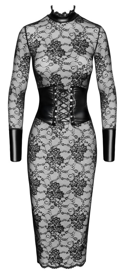 NOIR Spitzen-Midikleid mit Taillencorsage