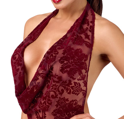 NOIR Neckholder-Minikleid in Burgund