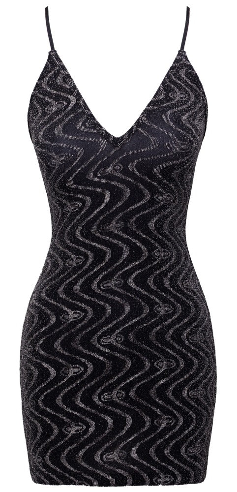 Cottelli Glitzer-Minikleid in Zickzack-Optik