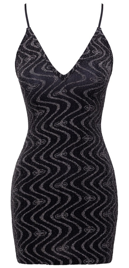 Cottelli Glitzer-Minikleid in Zickzack-Optik