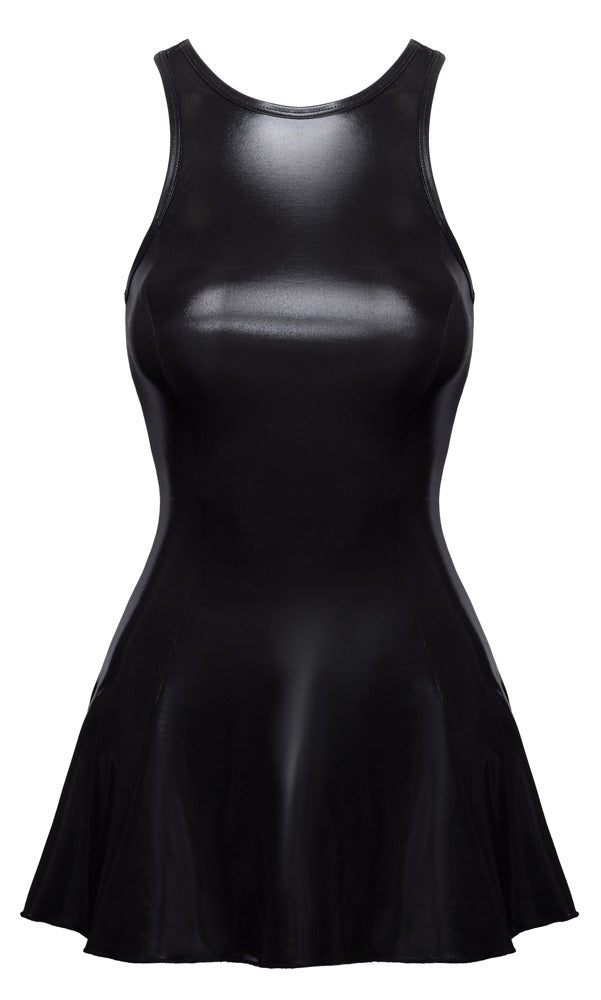 Cottelli PARTY Wetlook-Minikleid mit Ringerrücken, schwarz