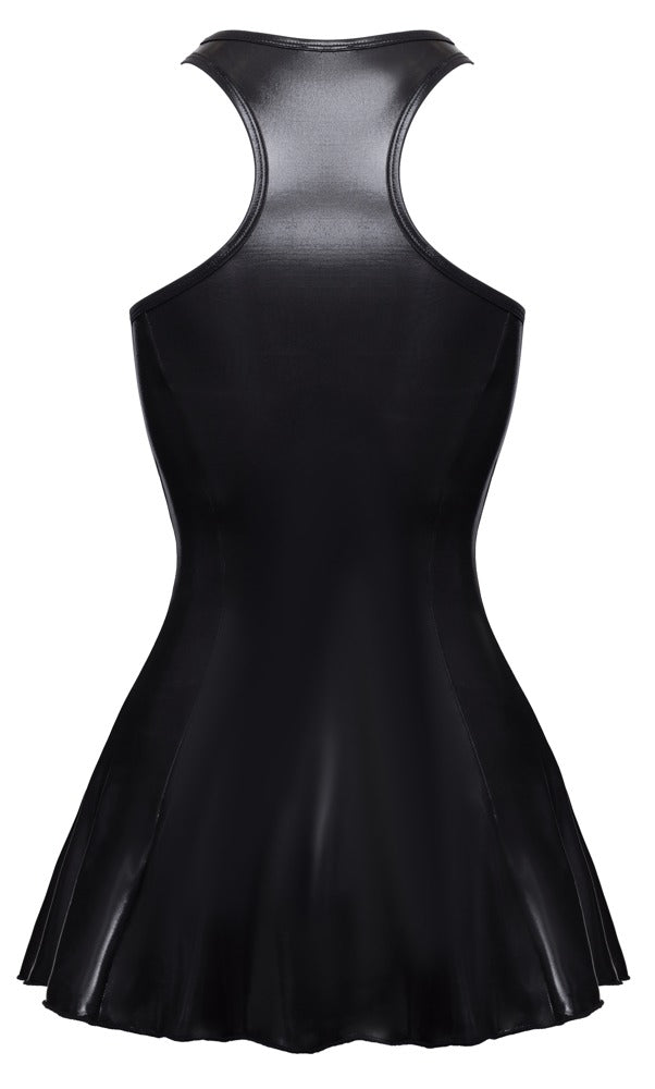Cottelli PARTY Wetlook-Minikleid mit Ringerrücken, schwarz