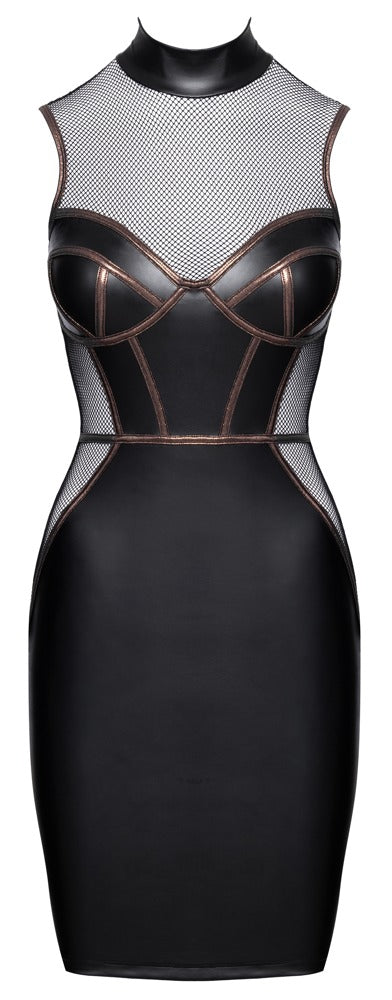 Cottelli Kleid im Mattlook-Netz-Mix mit Corsagen-Style