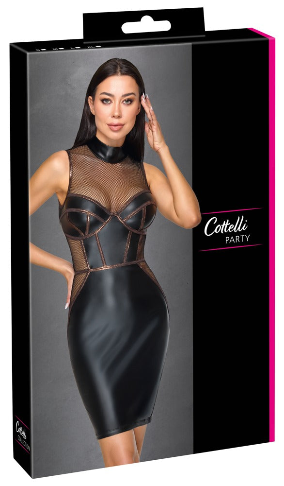 Cottelli Kleid im Mattlook-Netz-Mix mit Corsagen-Style