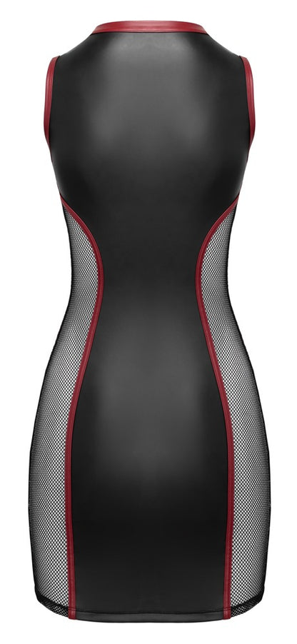 Cottelli PARTY Minikleid Mattlook mit Netz & Front-Zip, schwarz