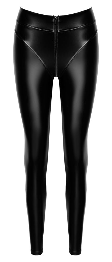 NOIR Wetlook-Leggings mit String-Optik