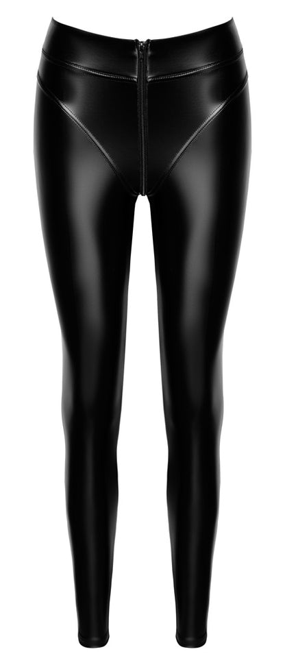 NOIR Wetlook-Leggings mit String-Optik