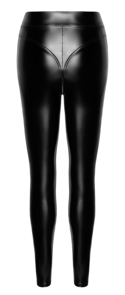 NOIR Wetlook-Leggings mit String-Optik