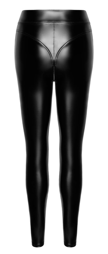 NOIR Wetlook-Leggings mit String-Optik