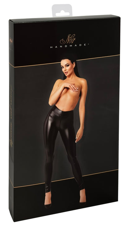 NOIR Wetlook-Leggings mit String-Optik
