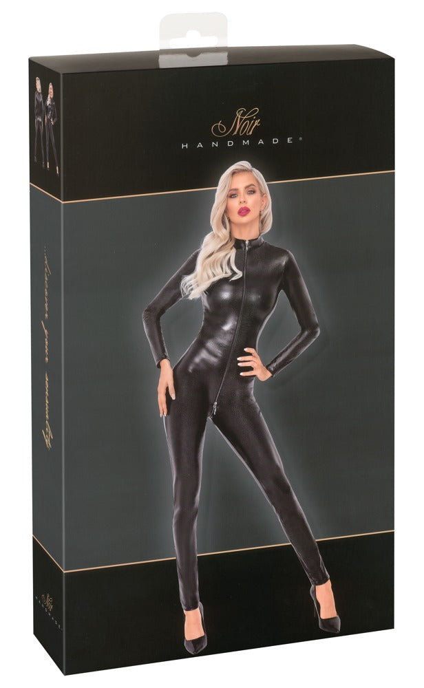 NOIR Wetlook-Overall in Schlangenhaut-Optik