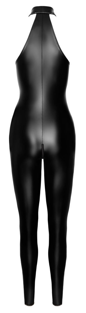 NOIR Wetlook-Overall mit Strass