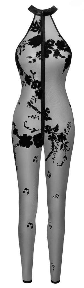 NOIR Overall aus Stretchnetz mit Flockprint