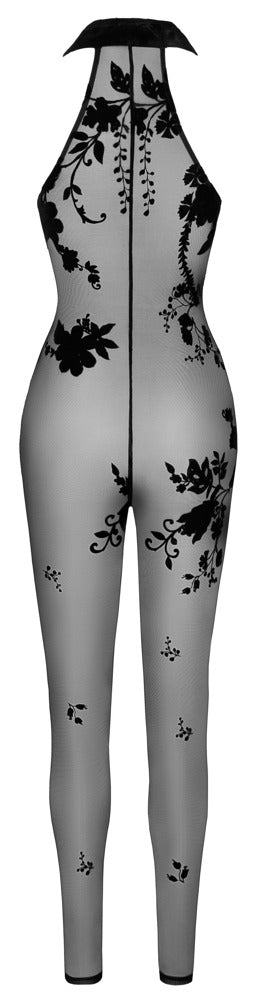 NOIR Overall aus Stretchnetz mit Flockprint