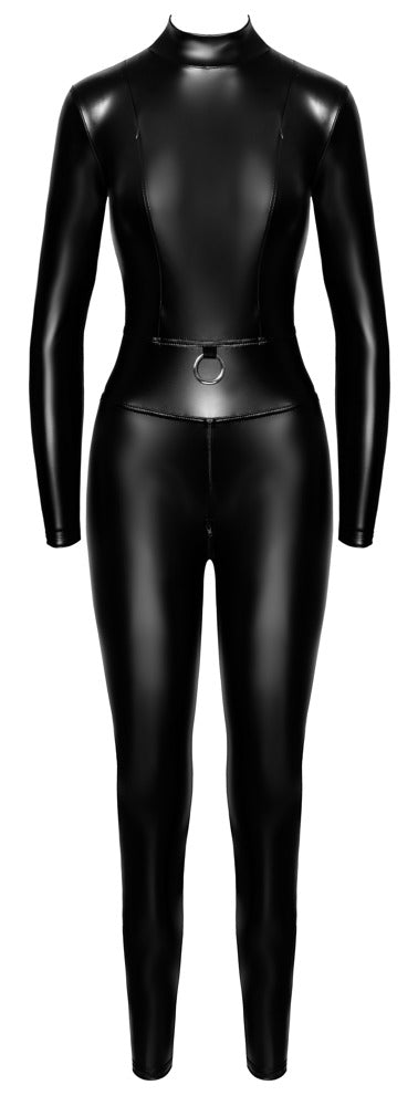 NOIR Wetlook-Overall mit Zip-Details