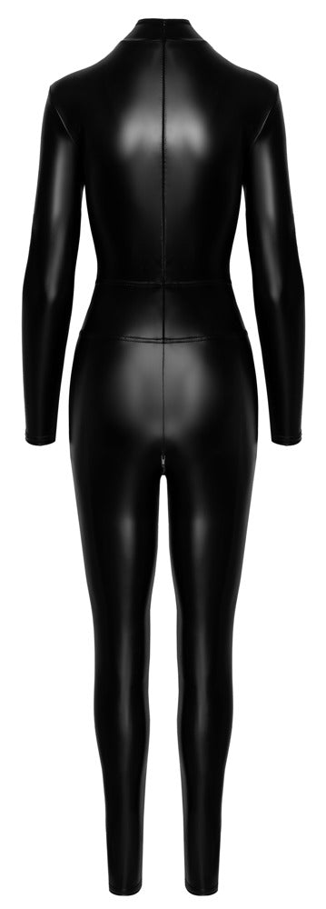 NOIR Wetlook-Overall mit Zip-Details