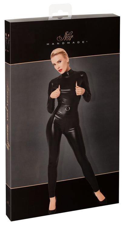 NOIR Wetlook-Overall mit Zip-Details
