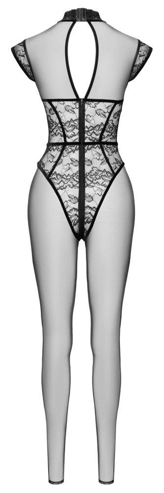 Cottelli PARTY Transparent-Overall in Spitzen-Optik, schwarz