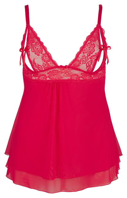 Cottelli Babydoll aus Spitze mit geschlitzten Cups, Rot