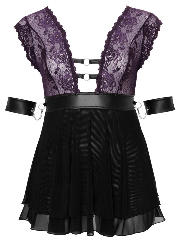 Cottelli Bondage-Babydoll-Set aus Blütenspitze mit Halsband