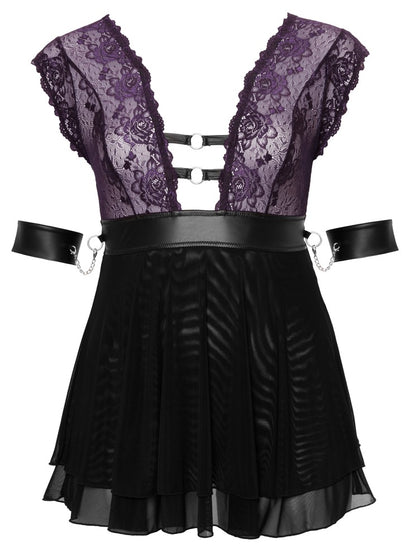 Cottelli Bondage-Babydoll-Set aus Blütenspitze mit Halsband