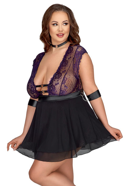 Cottelli Bondage-Babydoll-Set aus Blütenspitze mit Halsband