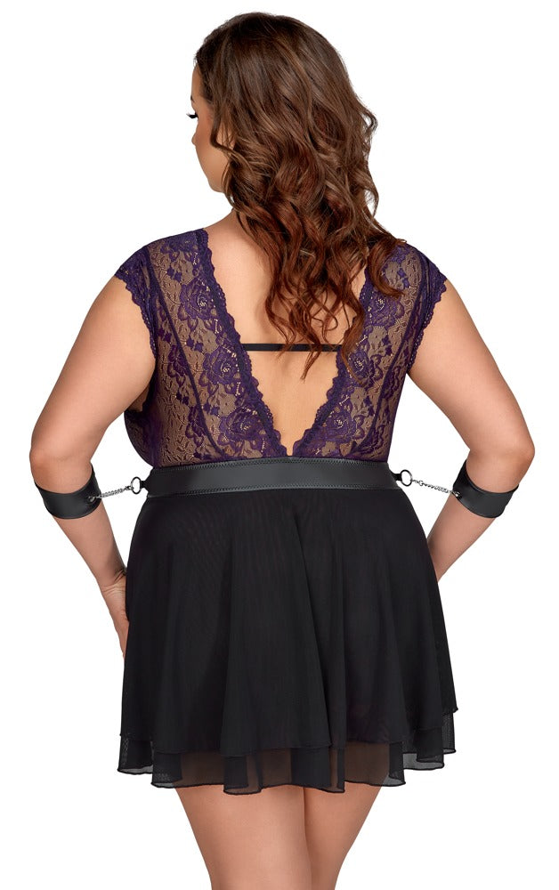 Cottelli Bondage-Babydoll-Set aus Blütenspitze mit Halsband