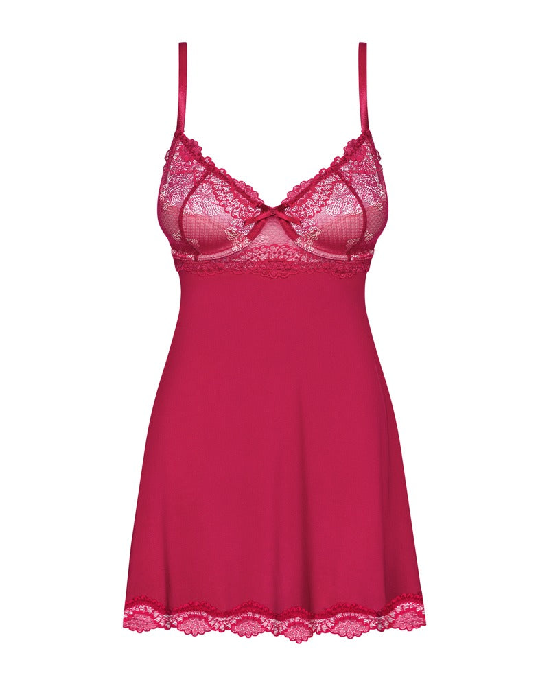 OBSESSIVE Babydoll aus Spitze, Rot