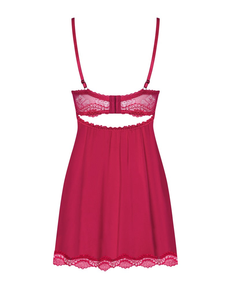 OBSESSIVE Babydoll aus Spitze, Rot