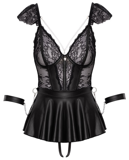Cottelli 3-teiliges Bondage-Babydoll-Set mit Soft-Handfesseln