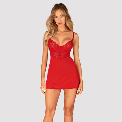 OBSESSIVE Dessouskleid in Rot mit Rücken-Cut-out